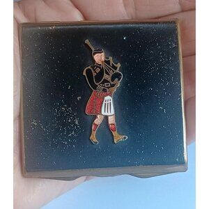 Vintage Stratton Art Deco Enamel Makeup Powder Compact Bagpiper Design England